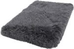 Plush Square Dog Bed Deep Sleep Pet Cushion Warm Puppy Cat Mattress for Indoor Use Soft Durable Cloth Material Cozy Non Slip Cushion for Dogs and Cats Dark Gray S