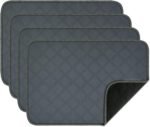 Washable Pee Pads for Dogs, Reusable, Absorbent, Leakproof, Non Slip Pet Puppy Pads for Potty Training. Dark Gray, 18x24 Inch(4pack)