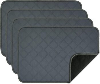 Washable Pee Pads for Dogs, Reusable, Absorbent, Leakproof, Non Slip Pet Puppy Pads for Potty Training. Dark Gray, 18x24 Inch(4pack)