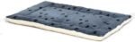 XS  Reversible Paw Print Pet Bed, Soft Faux Fur & Fleece 22-Inch Crate Mat for Small Dogs & Cats, Machine Washable, Blue and Cream