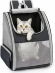 Cat Backpack Carrier for Small Dogs and Cats Fit Up to 15 Lbs,Small Dog Backpack, Expandable & Foldable with 3-Side Mesh Windows, Pet Carrier for Travel & Hiking Friendly，Gray