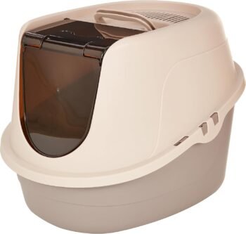 No-Mess Hooded Cat Litter Box, Standard, Multicolor, 21 in x 16 in x 15 in