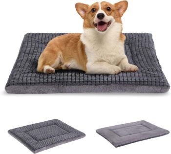 Dog Bed Mat,Reversible Dog Crate Pad, Memory Foam Soft Warm Pet Cushion for Small Medium Dogs, Washable Pet Sleeping Mattress Kennel Pad XH079 (30''x20''x1.6'',Light Grey)