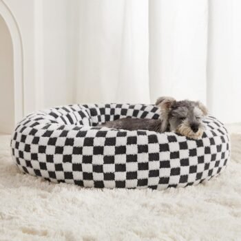 Donut Dog Bed for Small Dogs, Round Cat Beds for Indoor Cats, Calming Pet Bed for Puppy and Kitty with Non-Slip Bottom, Cute Fancy Dog Bed Machine Washable Puppy Bed