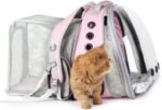 Cat Carrier Backpack, Bubble Dual Expandable Backpack Carrier, Pets and Small Dogs,Airline-Approved, Designed for Travel, Hiking, Walking & Outdoor Use (Dual Expandable-Pink)