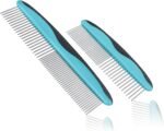 2 Pack Dog Comb Small & Large PET Comb for Small & Large Breeds & Areas. Premium Anti-Slip Comfort Grip Ergonomic Handle for Your Dog & Cat with Durable Stainless-Steel