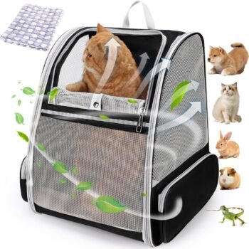 Cat Backpack Carrier, Ideal for Small Animals & Puppies, Airline Approved,Safe for Travel, Hiking, Vet Transport & Outdoor Use Fully Ventilated Design for Ultimate Comfort On-The-Go